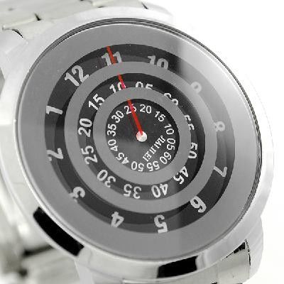 Muchacho de Digitaces del dial de la placa giratoria del negro del reloj del cuarzo del hierro del metal plateado para hombre