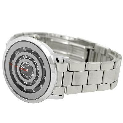 Muchacho de Digitaces del dial de la placa giratoria del negro del reloj del cuarzo del hierro del metal plateado para hombre