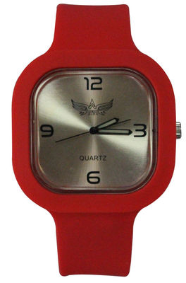 Square Jelly Silicone Watch / Sunray Dial, Thick Removable Band, Big Case