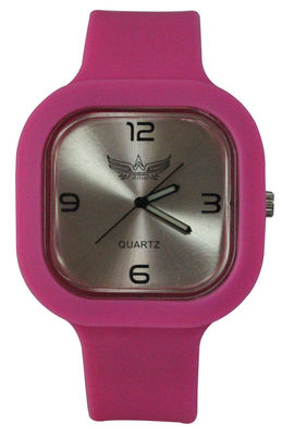 Square Jelly Silicone Watch / Sunray Dial, Thick Removable Band, Big Case
