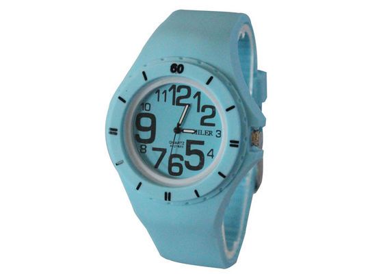 Blue Silicone Wristband Watch Sportive , Cute Silicone Sport Wristwatch
