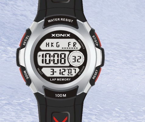 Unisex Waterproof LCD Quartz Digital Watches With Alarm PU Wristband