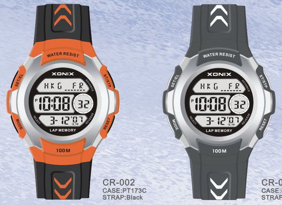 Unisex Waterproof LCD Quartz Digital Watches With Alarm PU Wristband