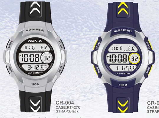 Unisex Waterproof LCD Quartz Digital Watches With Alarm PU Wristband