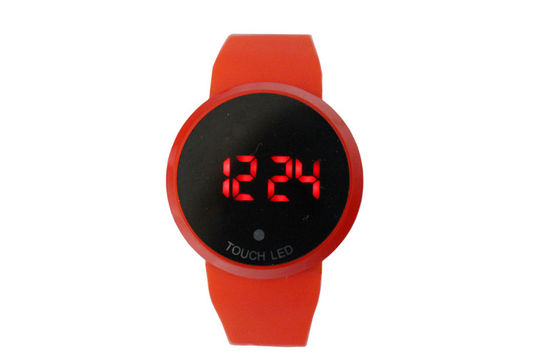 Unisex Round LED Digital Wrist Watch TPU Bands AM PM Watch For Gift