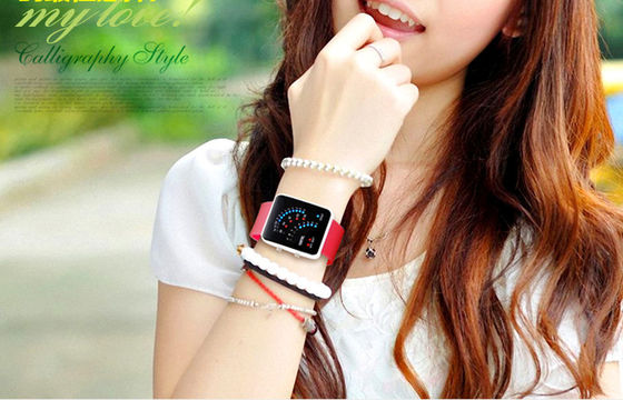 Black 12 / 24 Hour LED Digital Wrist Watch Alloy Case For Teenage