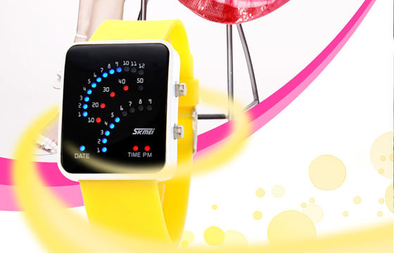 Black 12 / 24 Hour LED Digital Wrist Watch Alloy Case For Teenage