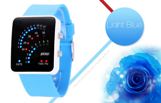 Black 12 / 24 Hour LED Digital Wrist Watch Alloy Case For Teenage