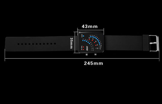 Black 12 / 24 Hour LED Digital Wrist Watch Alloy Case For Teenage