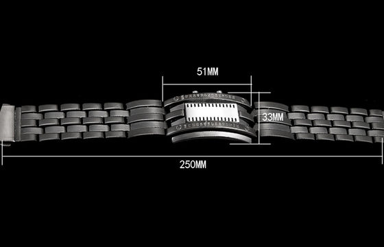 Man Binary LED Watch Metal Strap 30m Waterproof Electronic Wristwatch