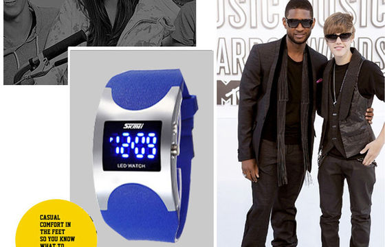 Customized Teenage Digital Wrist Watch Black Band With LED Movement