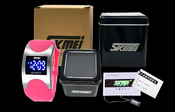Customized Teenage Digital Wrist Watch Black Band With LED Movement