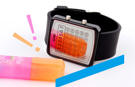 EL Backlight LED Digital Wrist Watch , Calculator Dial Mirror Watches