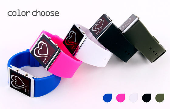 LED Digital Wristwatch Heart Style Couple EL Backlight Mirror Watch