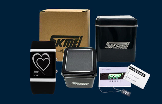 LED Digital Wristwatch Heart Style Couple EL Backlight Mirror Watch