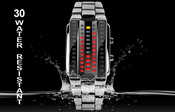 Unisex 3D LED Watch Customized Black Alloy Digital Wrist Watch