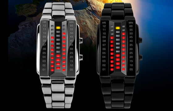 Unisex 3D LED Watch Customized Black Alloy Digital Wrist Watch