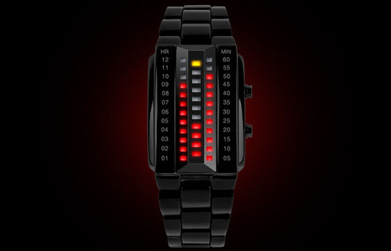 Unisex 3D LED Watch Customized Black Alloy Digital Wrist Watch