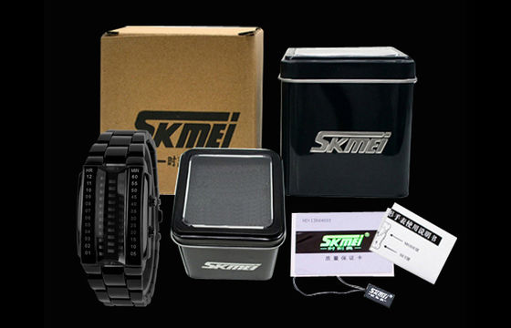 Unisex 3D LED Watch Customized Black Alloy Digital Wrist Watch