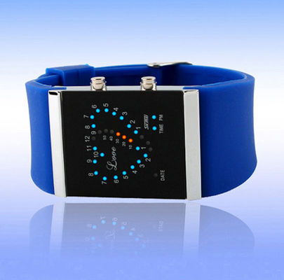 اليابان حركة سليكوون نطاق led Digital wristwatch, ساعة أزرق