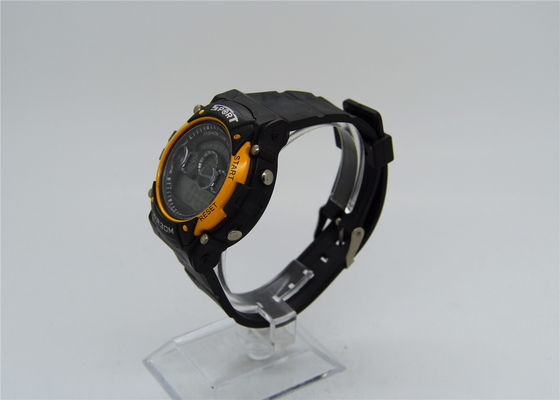 Reloj para hombre ligero del EL del cronómetro plástico de la correa para el deporte con dos espejos convexos