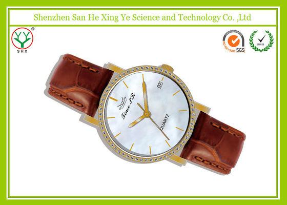 Diamond Luxury Jelly Men Wrist Watch Japan Quartz Movt With Brown Strap