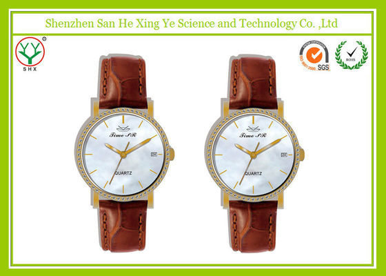 Diamond Luxury Jelly Men Wrist Watch Japan Quartz Movt With Brown Strap