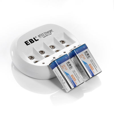 600mAh EBL Rechargeable 9 VOLT Lithium Ion Batteries For Smoke detectors