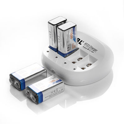 600mAh EBL Rechargeable 9 VOLT Lithium Ion Batteries For Smoke detectors