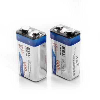 600mAh EBL Rechargeable 9 VOLT Lithium Ion Batteries For Smoke detectors