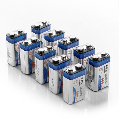 600mAh EBL Rechargeable 9 VOLT Lithium Ion Batteries For Smoke detectors