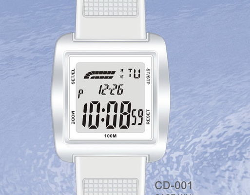 White Square Chronograph Quartz Digital Watches For Men CE ROHS