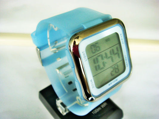 Count Down Timer Plastic Quartz Digital Watch Women , PU Strap