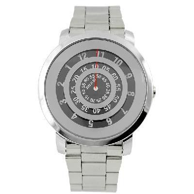 Muchacho de Digitaces del dial de la placa giratoria del negro del reloj del cuarzo del hierro del metal plateado para hombre